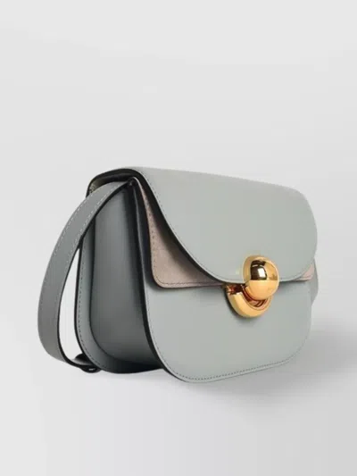 Furla Light Blue Leather Mini Sfera Crossbody Bag In Gray