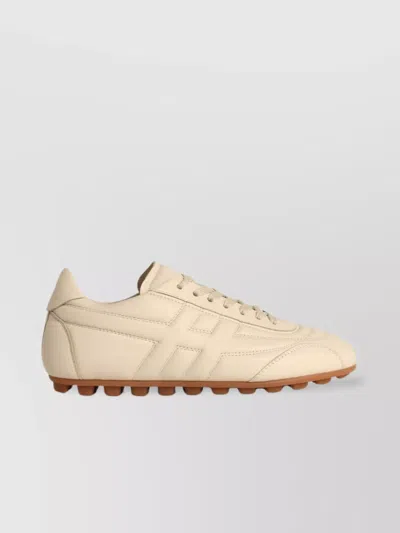 Hogan H693 Yogurt-colored Smooth Leather Sneakers In Neutral