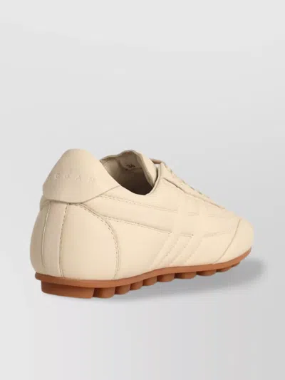 Hogan H693 Yogurt-colored Smooth Leather Sneakers In Neutral