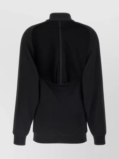 Balenciaga High Collar Ribbed Cuffs Side Pockets Dress In Black