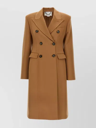 Stella Mccartney Wool Coat With Back Vent And Double-breasted Front In Brown