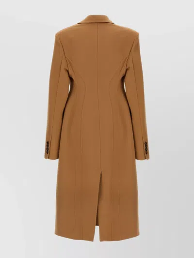Stella Mccartney Wool Coat With Back Vent And Double-breasted Front In Brown