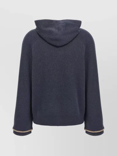 Brunello Cucinelli Ribbed Texture Hooded Sweater With Long Sleeves