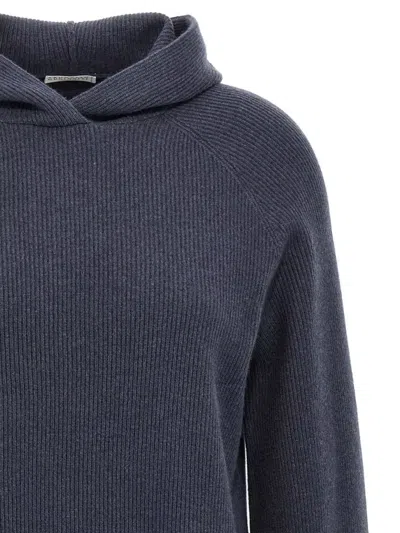 Brunello Cucinelli Ribbed Texture Hooded Sweater With Long Sleeves