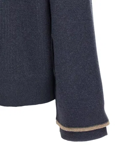Brunello Cucinelli Ribbed Texture Hooded Sweater With Long Sleeves