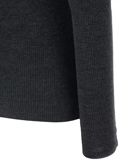 Brunello Cucinelli Wolf Knitwear Mock Neck Long Sleeves In Gray