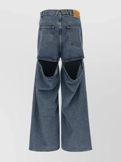 Attico Wide Leg Denim Trousers Featuring Cut-outs