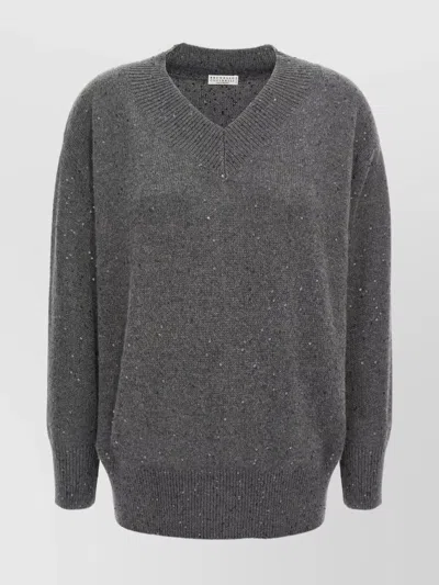 Brunello Cucinelli Sequin Sweater Sweaters And Cardigans Gray