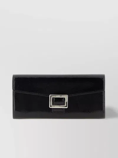 Roger Vivier Chain Strap Metallic Buckle Textured Finish Wallet