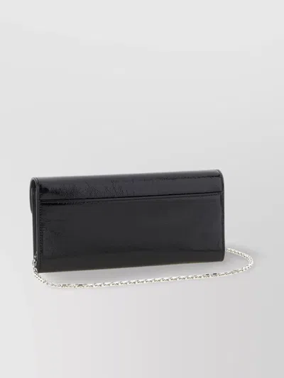 Roger Vivier Chain Strap Metallic Buckle Textured Finish Wallet