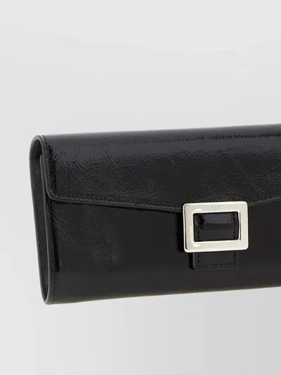 Roger Vivier Chain Strap Metallic Buckle Textured Finish Wallet