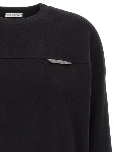 Brunello Cucinelli Cropped Sweater With Crew Neck And Decorative Detail