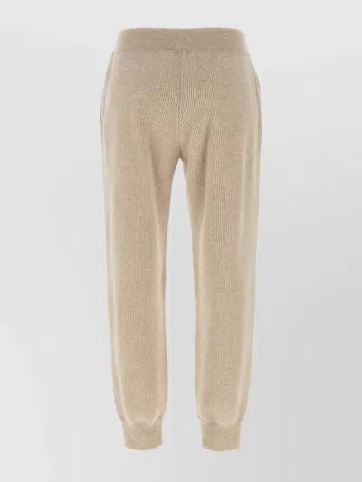 Brunello Cucinelli Ribbed Texture Elastic Waistband Trousers In Brown