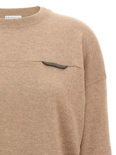 Brunello Cucinelli Cropped Knit Sweater Crew Neck