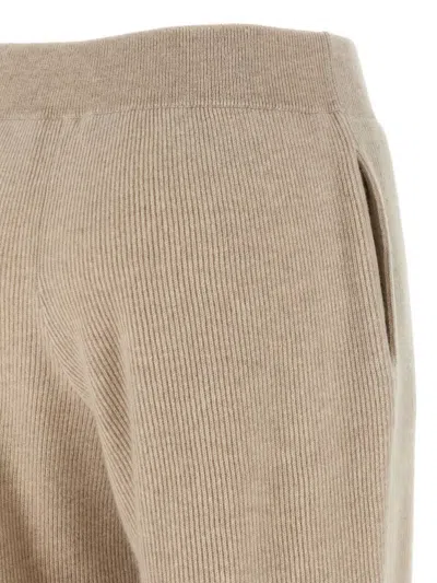 Brunello Cucinelli Ribbed Texture Elastic Waistband Trousers In Brown