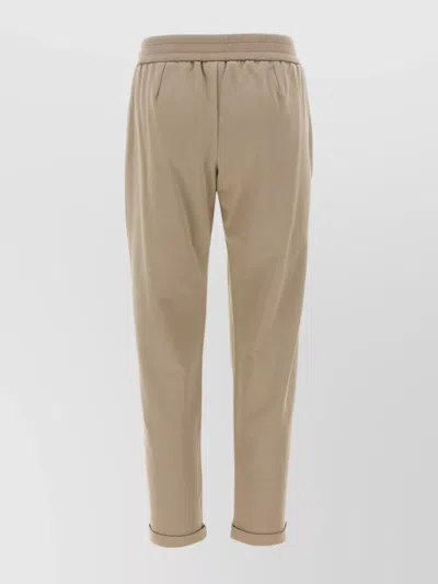 Brunello Cucinelli Elastic Waistband Rolled Cuffs Side Pockets In Brown