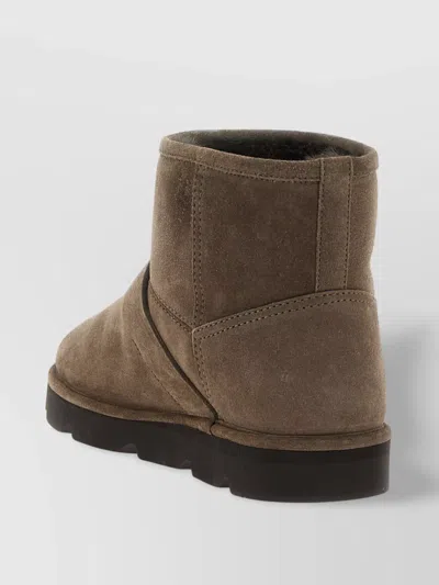 Brunello Cucinelli Flat Sole Suede Ankle Boots