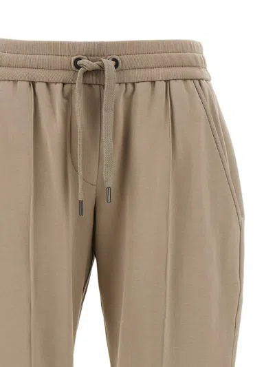 Brunello Cucinelli Elastic Waistband Rolled Cuffs Side Pockets In Brown