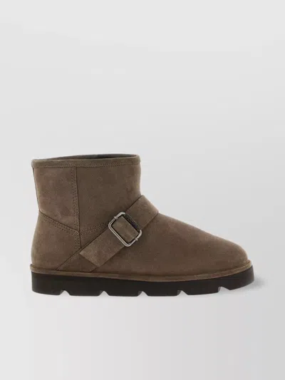 Brunello Cucinelli Flat Sole Suede Ankle Boots