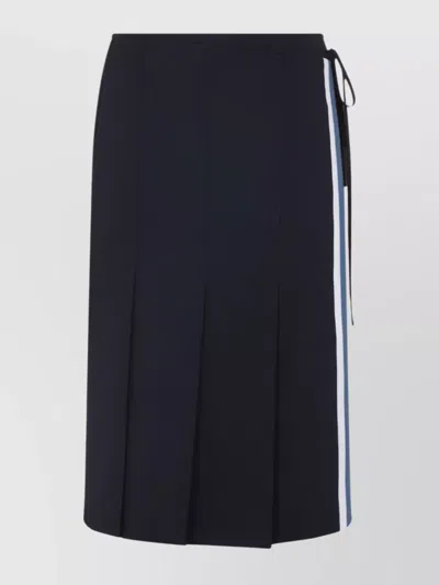 Marni Wool Midi Skirt With Pleats And Tie In Blue
