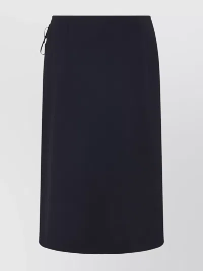 Marni Wool Midi Skirt With Pleats And Tie In Blue