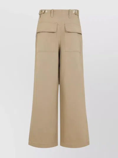 Marni Rose Embroidered Cotton Gabardine Pants In Nude
