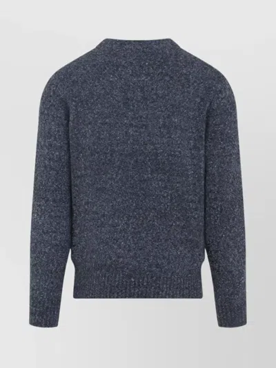Brunello Cucinelli Blue Crewneck Sweater With A Melange Effect In Gray