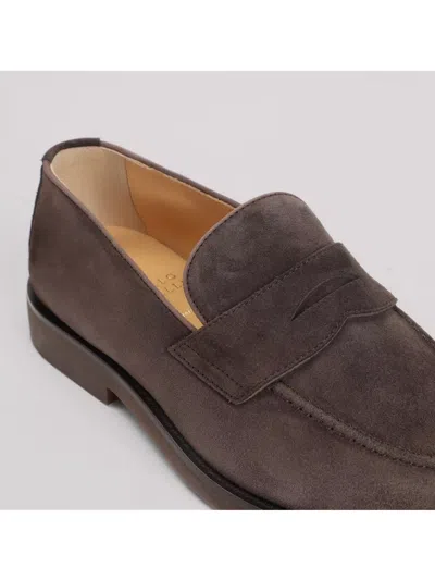 Brunello Cucinelli Suede Leather Loafers Almond Toe Penny Strap