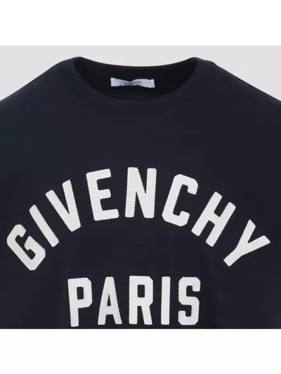 Givenchy Navy Short-sleeved T-shirt With Logo In Blue
