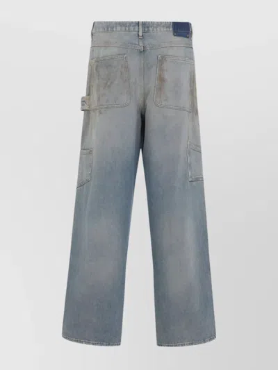 Golden Goose Light Blue Jeans With Sand Wash Distressed Effect In Black