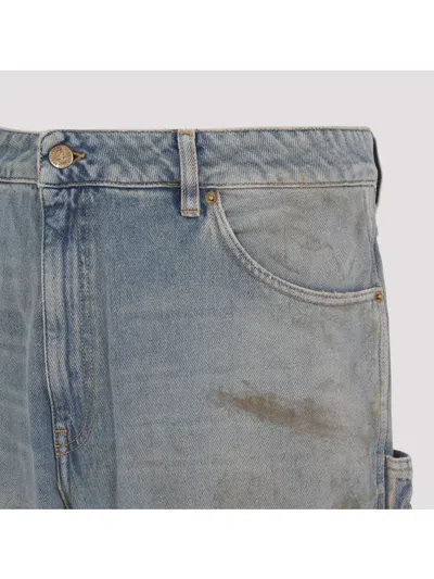 Golden Goose Light Blue Jeans With Sand Wash Distressed Effect In Black