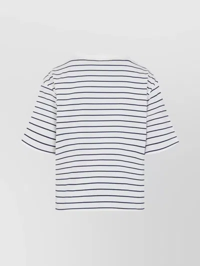 Miu Miu Striped Cotton T-shirt In White