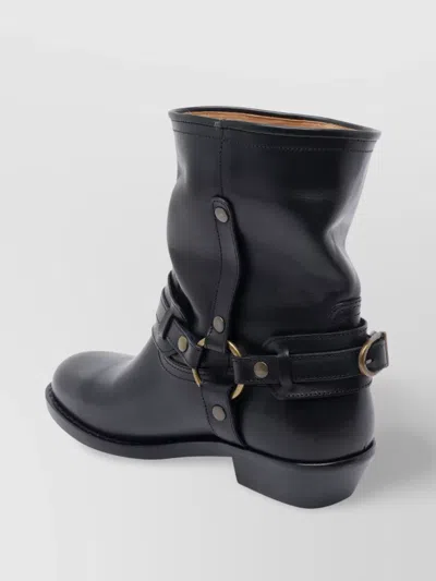 Isabel Marant Buckle Leather Mid-calf Round Toe Boots