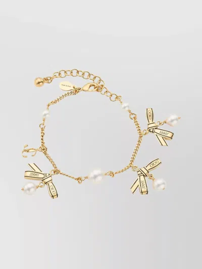 Jimmy Choo Chain Charm Bracelet Pearl Accents