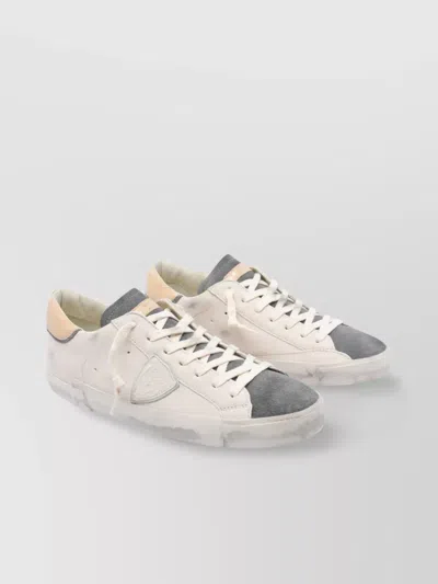 Philippe Model Low Top Leather Sneakers With Suede Accents