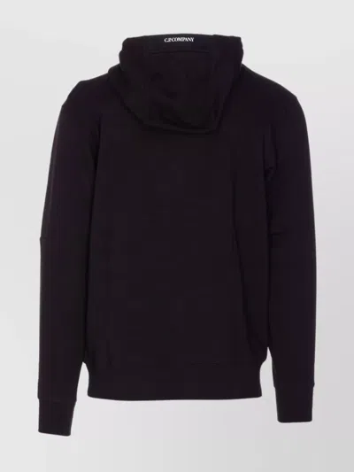 C.p. Company Crewneck Sweatshirt With Arm Patch And Hood In Black
