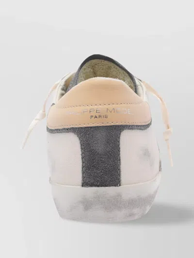 Philippe Model Low Top Leather Sneakers With Suede Accents