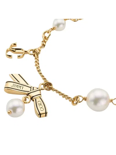 Jimmy Choo Chain Charm Bracelet Pearl Accents