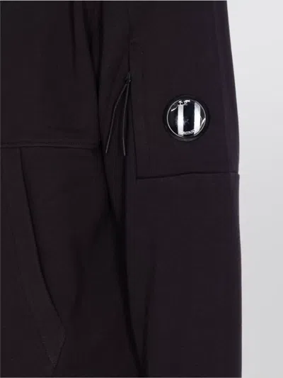 C.p. Company Crewneck Sweatshirt With Arm Patch And Hood In Black