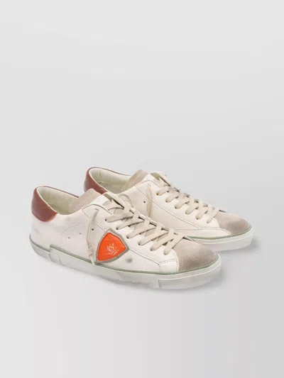Philippe Model Low Top Leather Sneakers With Contrast Heel Tab