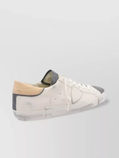 Philippe Model Low Top Leather Sneakers With Suede Accents