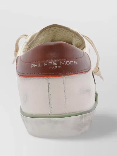 Philippe Model Low Top Leather Sneakers With Contrast Heel Tab