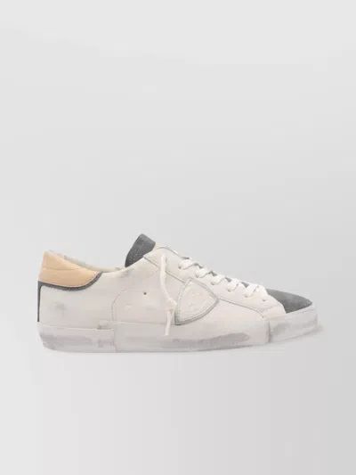 Philippe Model Low Top Leather Sneakers With Suede Accents