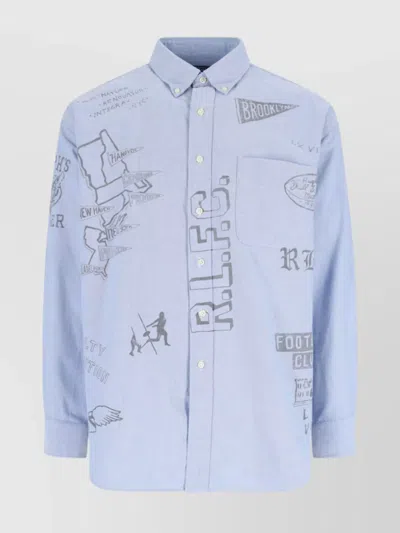Polo Ralph Lauren Casual Shirt With Graphic Print And Chest Pocket In Blue