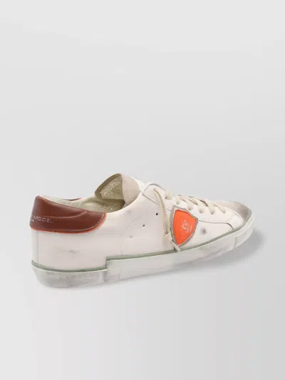 Philippe Model Low Top Leather Sneakers With Contrast Heel Tab