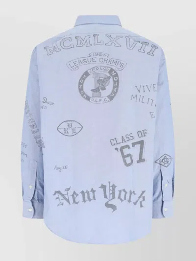 Polo Ralph Lauren Casual Shirt With Graphic Print And Chest Pocket In Blue
