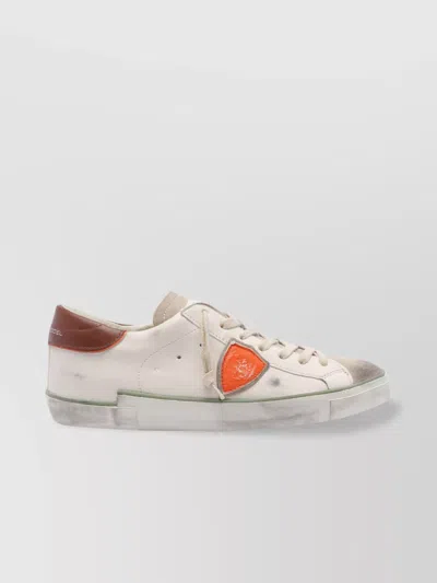 Philippe Model Low Top Leather Sneakers With Contrast Heel Tab