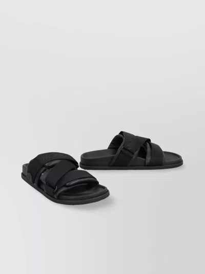 Moncler Mon Summer Leather Sandals With Nylon Details In Black