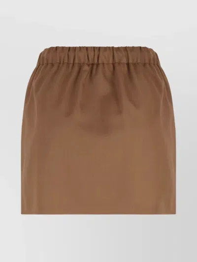 Max Mara Wool Blend Mini Skirt With Tassel Detail In Brown