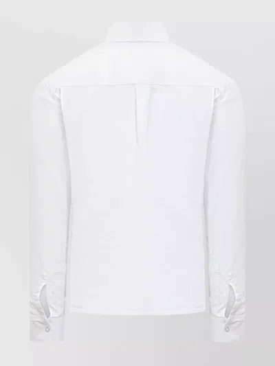 Dsquared2 White Cotton Denim Carpenter Shirt With Checked Pocket Square In White